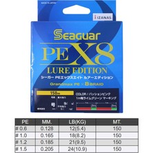 Seaguar Lure Edition Pe 8 Örgü Spin Ip Misina 150MT Multi Color 1.0 Pe