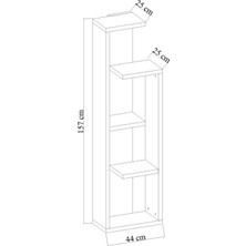 Kayın 4 Raflı Kitaplık, 44x157x25 cm