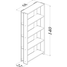 Boreas Design Vela Dekoratif 4 Raflı Kitaplık Beyaz