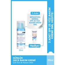 Bepanthol Derma Gece Bakım Kremi + 3 Adet Derma Spf 25 Yüz Bakım Kremi 5ml Hediyeli