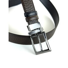 RSE Leather Goods Deri Çift Taraflı 3,5 cm Kemer - Taba/siyah