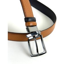 RSE Leather Goods Deri Çift Taraflı 3,5 cm Kemer - Taba/siyah