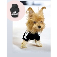 Kemique Black Adidog Kapşonlu Sweatshirt Köpek Kazağı