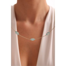 Gianfranco Mavi Turkuaz Mineli 3'lü Nazar Boncuğu Tasarım Bileklik