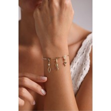 Gianfranco Italyan Tasarım 3 Charm Uzun Ataş & Suyolu Bileklik