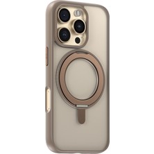 Blueo iPhone 16 Pro Uyumlu Skin Friendly 360 Rotatable Magsafe Standlı Gold Telefon Kılıfı