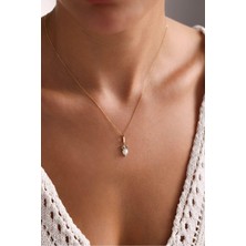 Gianfranco Siyah Taşlı Inci Baykuş Kilitli Charm Kolye Ucu