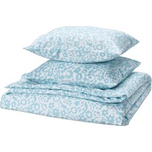 IKEA Cymbalblomma Beyaz-Mavi 240 x 220/50 x 60 cm Çift Kişilik Nevresim Seti