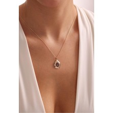 Gianfranco Mavi Damla Taşlı Beyaz Taş Çerçeveli Damla Grande Caduta Kolye