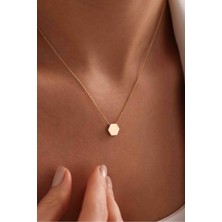 Gianfranco 14 Ayar Yanları Taşlı Petek Altın Kolye