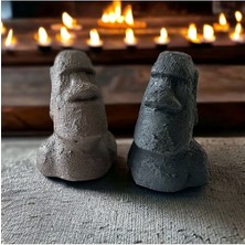 Mes Reves El Yapımı Beton Moai Paskalya Adası Dekoratif Heykel  Biblo Ev Tasarım Dekoru 2 Li Set