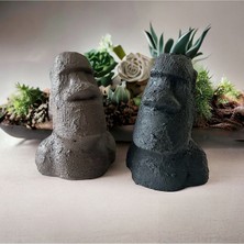 Mes Reves El Yapımı Beton Moai Paskalya Adası Dekoratif Heykel  Biblo Ev Tasarım Dekoru 2 Li Set