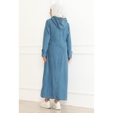 Moda Mihram Kapşonlu Kot Mont Açık Mavi 19230