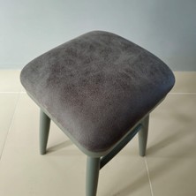 Kleinhaus Furniture Ahşap Ayaklı Tabure, Mutfak Taburesi, Kare Tabure, Döşemeli Tabure