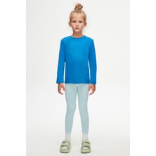 Saks Basic Unisex Çocuk Mevsimlik Sıfır Yaka Uzun Kollu Tişört