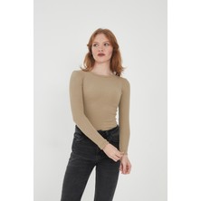 Wearflawless Kadın 3'lü Bisiklet Yaka Uzun Kollu Fitilli Bluz Set