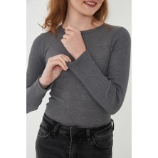 Wearflawless Kadın 3'lü Bisiklet Yaka Uzun Kollu Fitilli Bluz Set