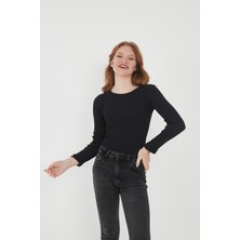Wearflawless Kadın 3'lü Bisiklet Yaka Uzun Kollu Fitilli Bluz Set