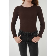 Wearflawless Kadın 3'lü Bisiklet Yaka Uzun Kollu Fitilli Bluz Set