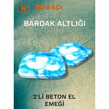 N Noxxo 2 Li Beton Bardak Altlığı Betonun Şıklığı El Emeğinin Değeri Mavi