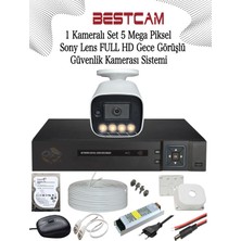 Bestcam 1 Kameralı Set 5 Mega Piksel Sony Lensli Full Hd Gece Görüşü Renkli Güvenlik Kamera Seti 500 Gb Hdd