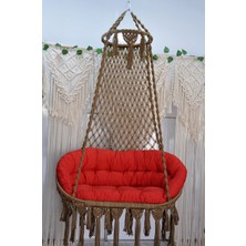 Altınoluk Hamak Lüks Makrome Salıncak Bahçe Balkon Salıncağı ( Kahve ) Minderli