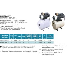 Atlantis Blu Kdnr 4-6m-St 2 Hp 220V Değişebilir Membranlı 50 Lt Tank Hazır Paket Hidrofor