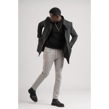 Akçaylar Slimfit Hakim Yaka Düğme Kapamalı Yan Cepli Astarlı Tek Yırtmaçlı Yünlü Kaşe Kaban