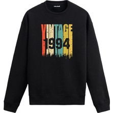 Colermi Vintage Era 1994 Yaş Doğum Günü Hediyesi Kapşonlu Vintage Tasarım Yaş Günü Hediyesi Erkek Siyah Sweatshirt Kadın Siyah Hoodie