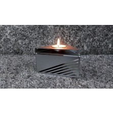 Autocraft Metal  Dekoratif Üçgen Mumluk Gümüş Gri,Tealight Mumluk