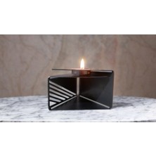 Autocraft Metal  Dekoratif Üçgen Mumluk Gümüş Gri,Tealight Mumluk