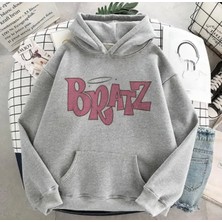 Kids Face Özel Tasarım Kapüşonlu Bratz Baskılı Şardonlu Kışlık Oversize Trend Kız Çocuk Sweatshırt