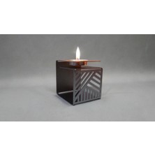 Autocraft Çelik Dekoratif Mumluk Gümüş Gri Kare Tekli  Mumluk,Dekoratif Mumluk,Tealight Mumluk