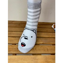 3'lü We Bare Bears Desenli Pamuklu Kısa Kadın Çorap