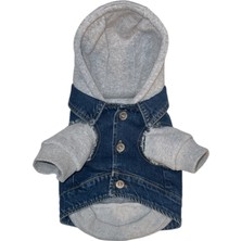 Ziggy Dog  Köpek Jean Kot Ceket Gri Kapşonlu Sweat Sweatshirt