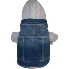 Ziggy Dog  Köpek Jean Kot Ceket Gri Kapşonlu Sweat Sweatshirt
