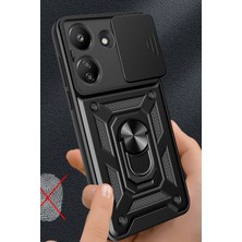 Nevarium Xiaomi Redmi 13C Uyumlu Kılıf Pars Lens Sürgülü Yüzüklü Standlı Korumalı Kılıf