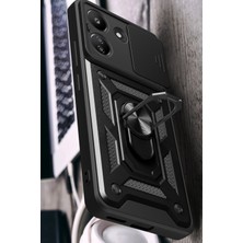 Nevarium Xiaomi Redmi 13C Uyumlu Kılıf Pars Lens Sürgülü Yüzüklü Standlı Korumalı Kılıf