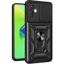 Nevarium Infinix Hot 30 4g Uyumlu Kılıf Pars Lens Sürgülü Yüzüklü Standlı Korumalı Kılıf