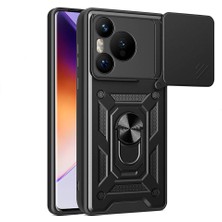 Nevarium Huawei Pura 70 5g Uyumlu Kılıf Pars Lens Sürgülü Yüzüklü Standlı Korumalı Kılıf