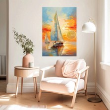 Emilart Soyut Modern Yağlı Boya Görünümlü Yelkenler Dekoratif Hd Kanvas Tablo