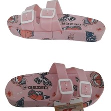 Gezer Kadın  Toz Pembe-Kelebekli Çift Tokalı Kaymaz Taban Günlük Yürüyüş Terlik