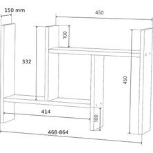 Mutfak Rafı Geniş ve Dar Ayarlanabilir 47 cm - 87 cm  Kahve Köşe Rafı , Baharatlık ,  Kitaplık Tezgah Üstü Düzenleyici Organizer Kitaplık Raf