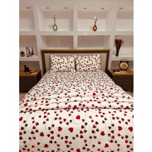Bykutlay Home Collection Çift Kişilik Nevresim Takımı Ottoman Serisi Kırmızı Kalp Desenli