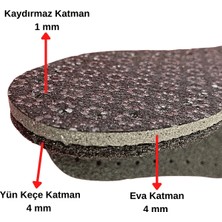 12 Çift Siyah Keçe Kaydırmaz Taban, 3 Katlı Delikli Hobi Örgü Panduf Patik Tabanlığı
