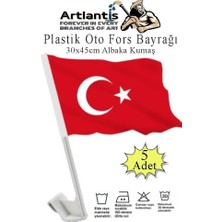 Artlantis Plastik Otofors Bayrak 30X45 cm 5 Adet Konvoy ve Araç  Bayrağı Cama Takılan Bayrak Türk Bayrağı Oto Fors