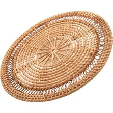 Ocean Point El Yapımı Doğal Rattan Yuvarlak Duvar Dekoru Bohem Tarz Dekoratif Duvar Süsü (30 x 30 cm ) Oceanpoint