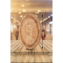 Ocean Point El Yapımı Doğal Rattan Yuvarlak Duvar Dekoru Bohem Tarz Dekoratif Duvar Süsü (30 x 30 cm ) Oceanpoint