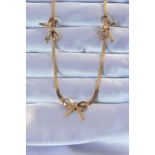 Clariss 316L Çelik Altın Renk Italyan Zincirli Fiyonk Kolye