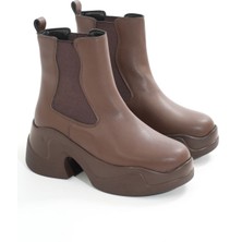 Kahverengi Yüksek Tabanlı Lastikli Günlük Kadın Bot Bayan BOTFZ-2400